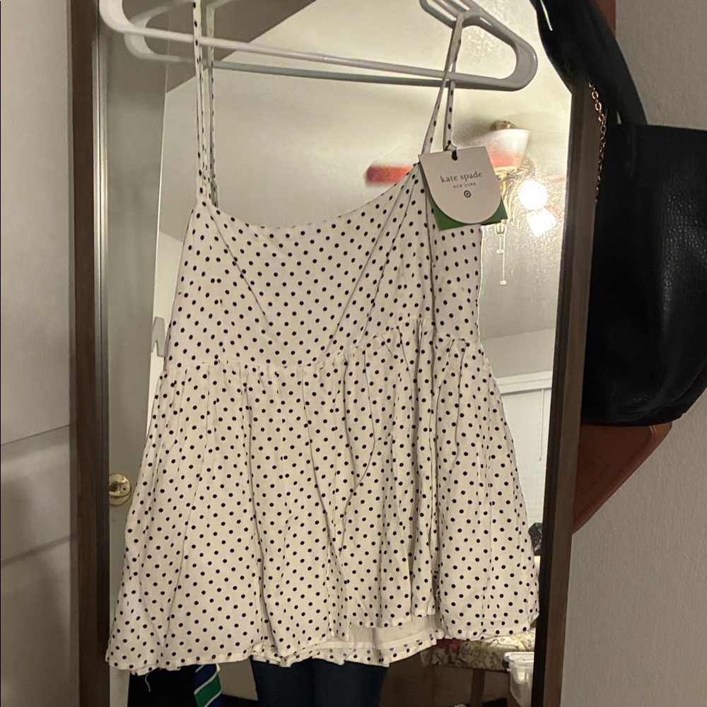 Kate Spade Cream and Black Polka Dot Camisole
